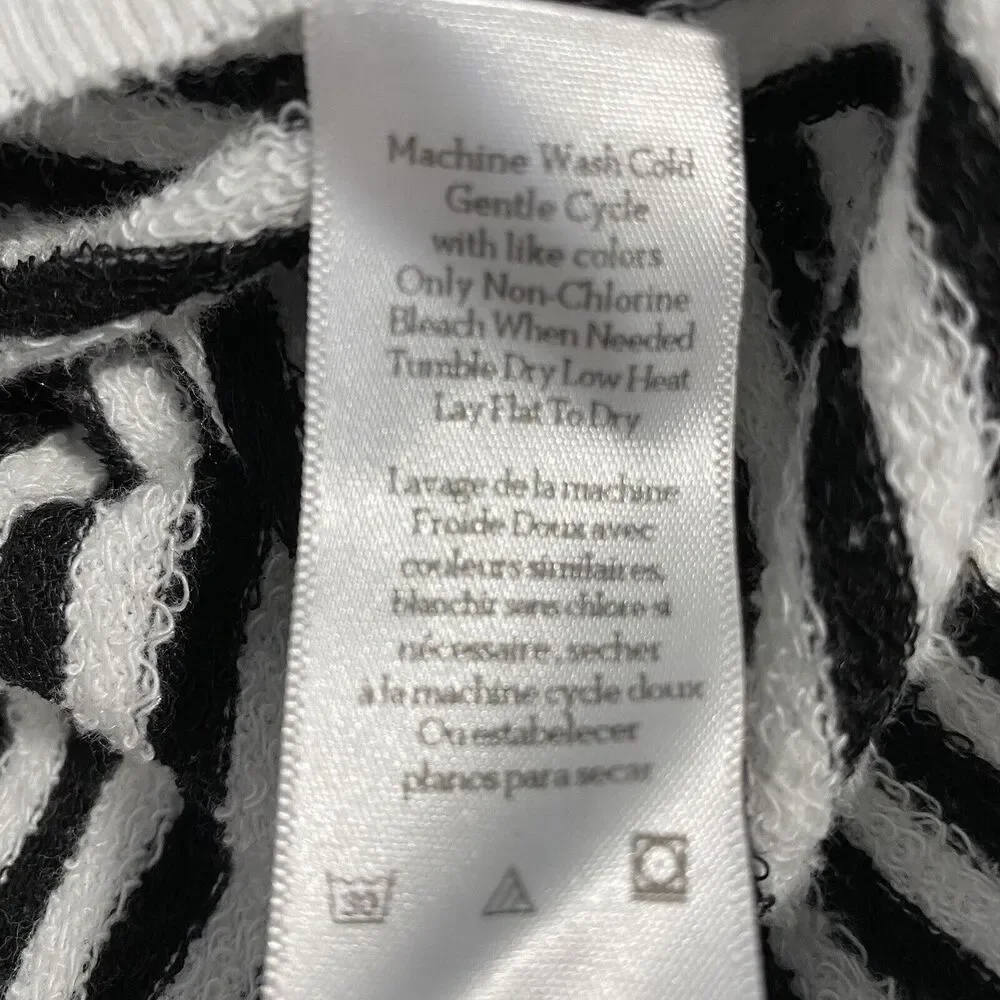 Anthropologie Left Of Center Sweater XS Black White Stripe‎ Wrap Asymmetrical